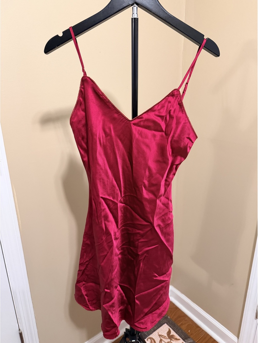 SilkSilky Red 100% Silk Slip Dress Chemise Women Size S